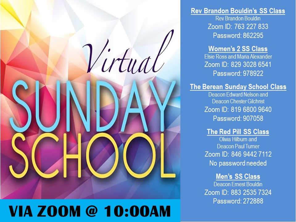 Join us for In-Person or Virtual Sunday School