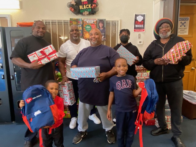 Our Men & Boys helping at Shoebox Community Service Project